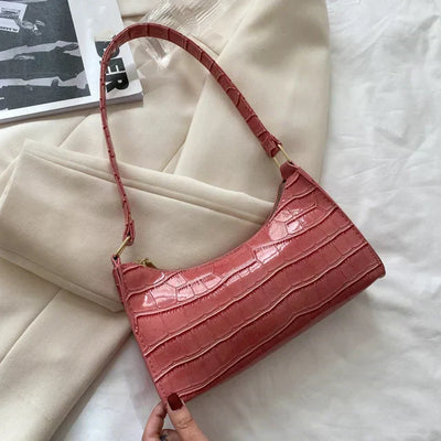 Schultertasche in Kroko-Optik | Kompakt & Elegant | Edler Hingucker