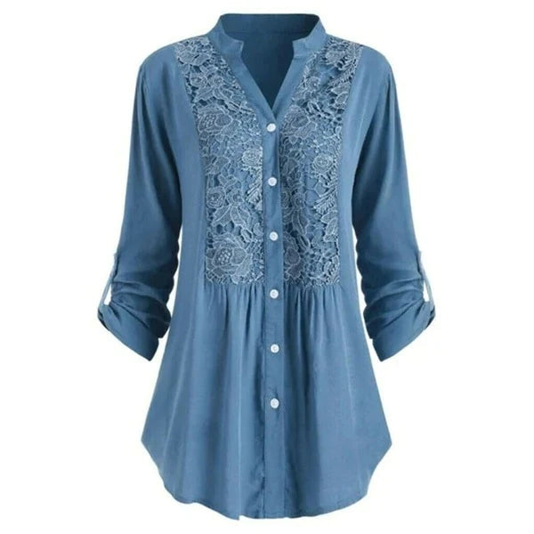 Renate | Lange Bluse mit Puffärmeln