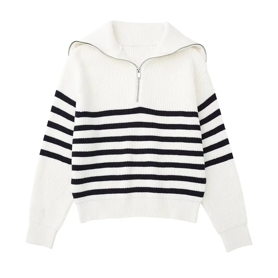 Streifend Zip up Pullover