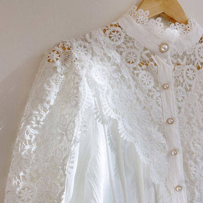 Bluse mit Häkelspitze | Puffärmel | Vintage-Romantik
