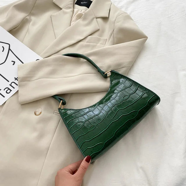 Schultertasche in Kroko-Optik | Kompakt & Elegant | Edler Hingucker