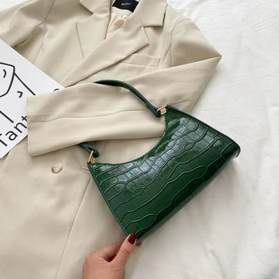 Schultertasche in Kroko-Optik | Kompakt & Elegant | Edler Hingucker
