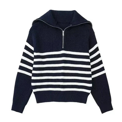 Streifend Zip up Pullover