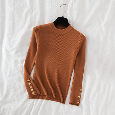 Eleganter Pullover mit geknöpften Ärmeln für Damen