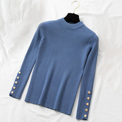 Eleganter Pullover mit geknöpften Ärmeln für Damen