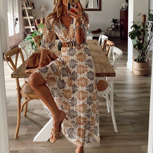 Angelika | Bohemian Sommerkleid mit kurzen Ärmeln