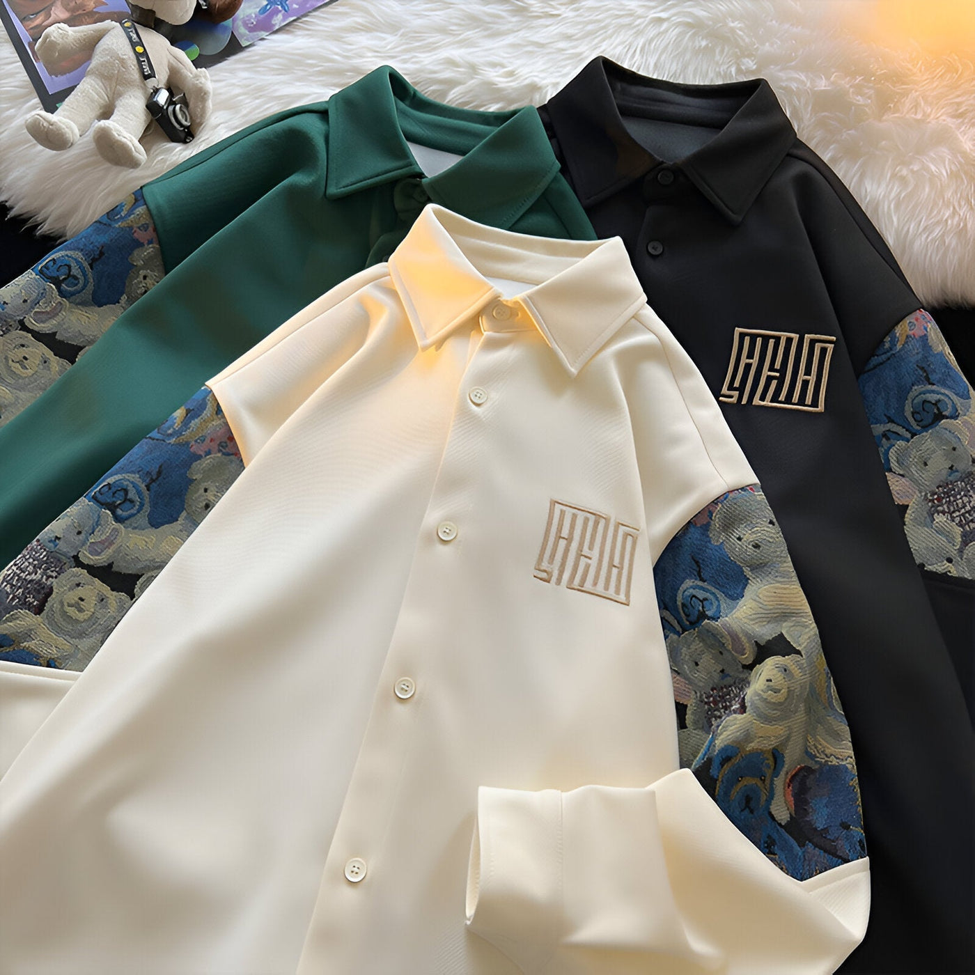 Dennis | Retro-inspirierte Hemdjacke mit gesticktem Bären