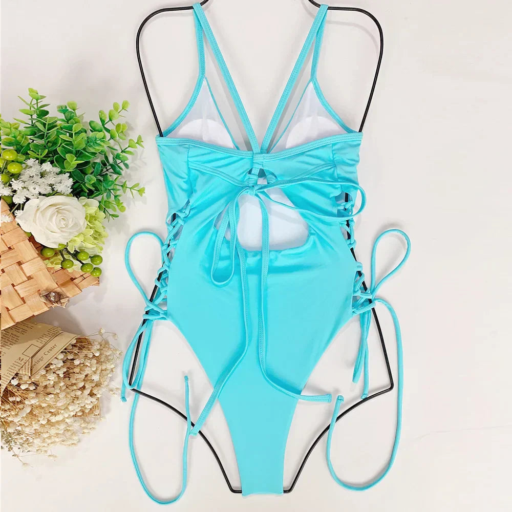 Galilea® | Push-Up-Badeanzug mit offenem Rücken und Spitze