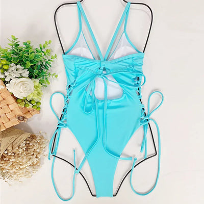 Galilea® | Push-Up-Badeanzug mit offenem Rücken und Spitze