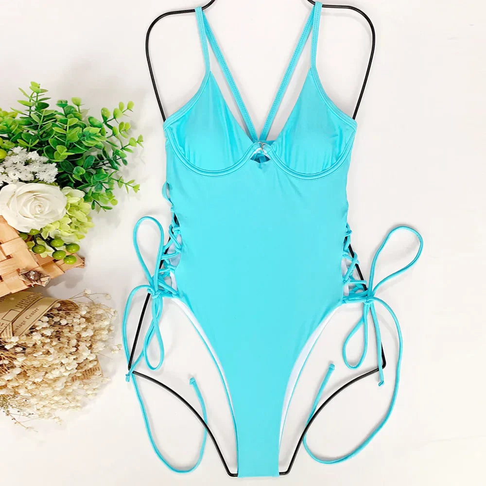 Galilea® | Push-Up-Badeanzug mit offenem Rücken und Spitze