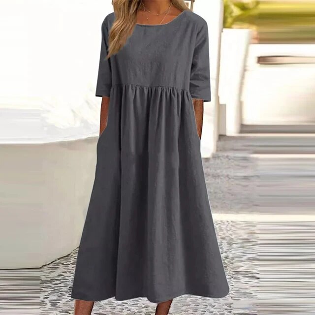 Florencia - Elegantes Kleid Aus Leinen und Baumwolle
