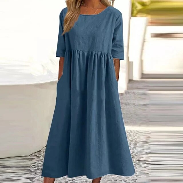 Florencia - Elegantes Kleid Aus Leinen und Baumwolle