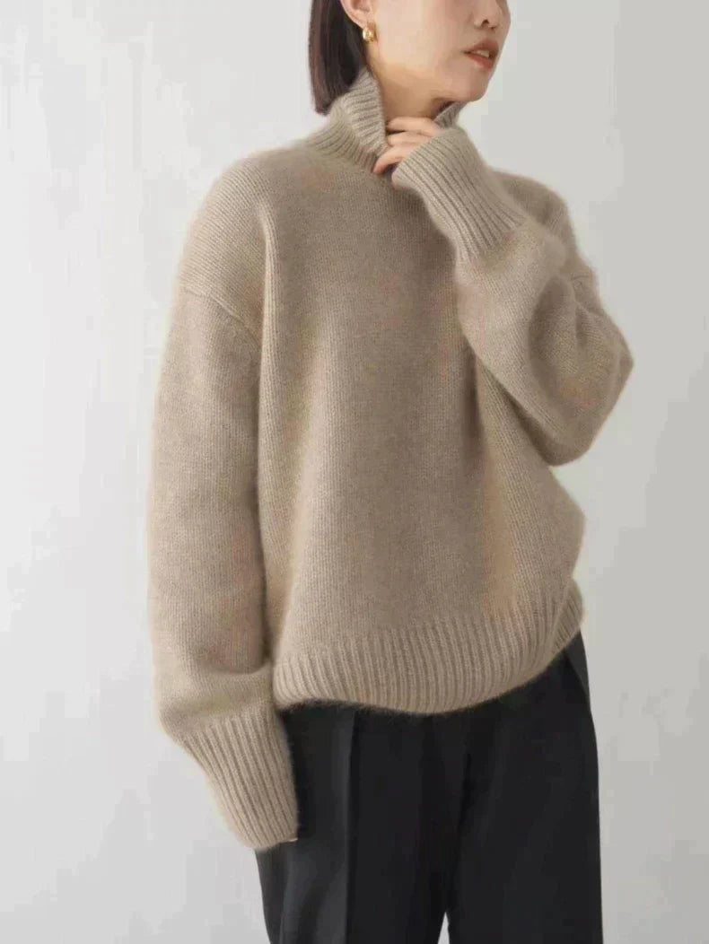 Damen-Rollkragenpullover mit übergroßen Ärmeln