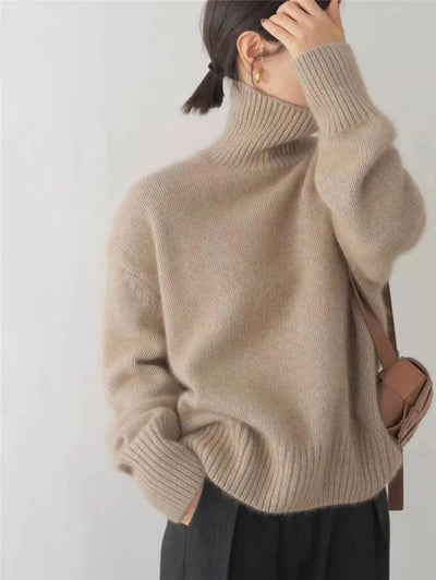 Damen-Rollkragenpullover mit übergroßen Ärmeln