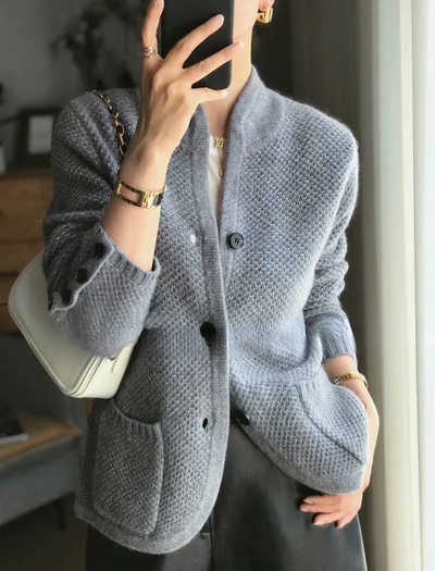 Helga | Kaschmir-Strickjacke mit Knopfleiste