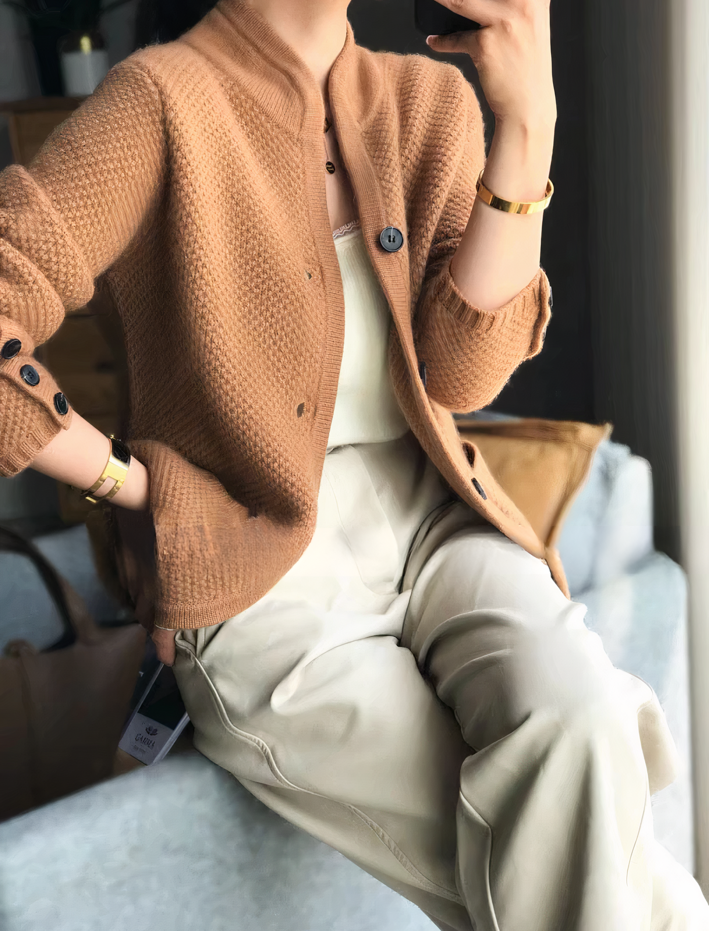 Helga | Kaschmir-Strickjacke mit Knopfleiste