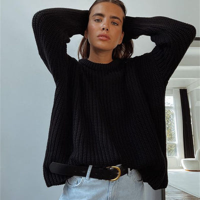 Pullover mit Rundhalsausschnitt und Übergröße für Damen