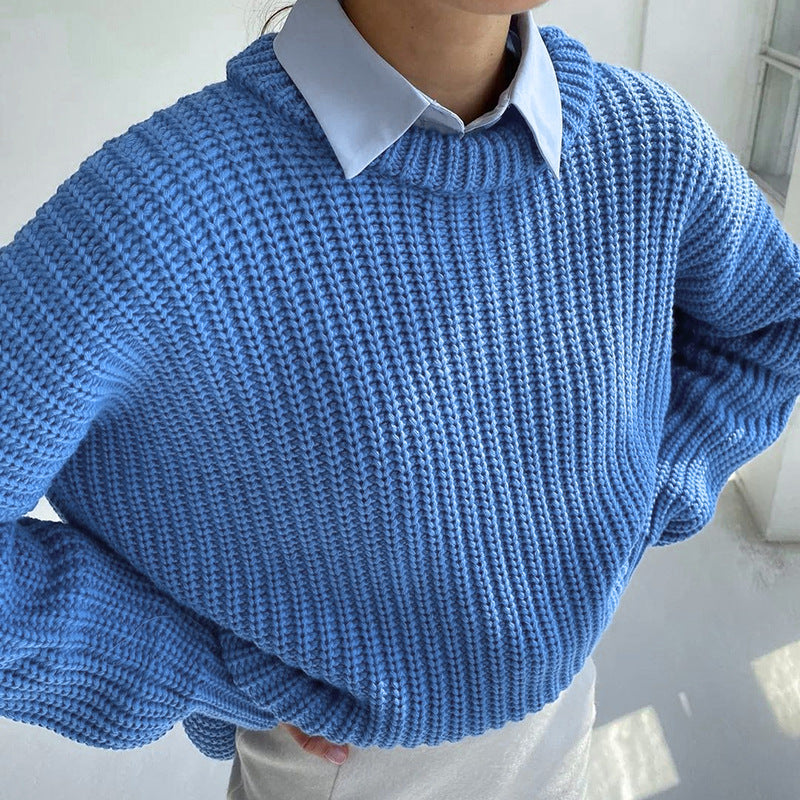Pullover mit Rundhalsausschnitt und Übergröße für Damen