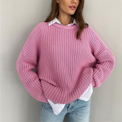 Pullover mit Rundhalsausschnitt und Übergröße für Damen