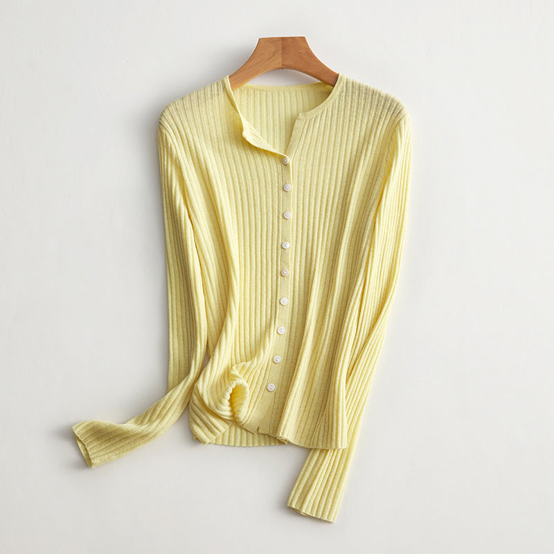 Femme Gerippter Knopf-Oben Stricktop Heidi-Mode