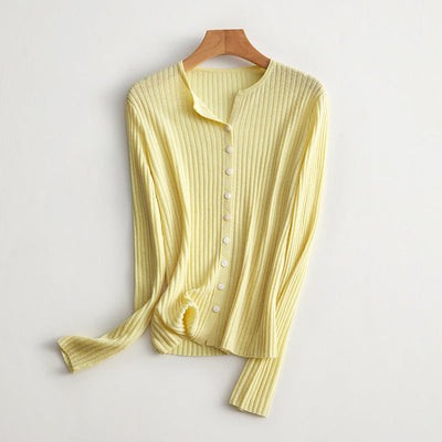 Femme Gerippter Knopf-Oben Stricktop Heidi-Mode
