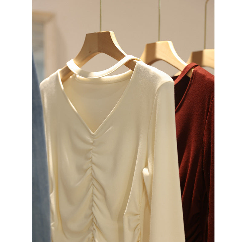 Femme Langarm Raffung Detail Top Heidi-Mode