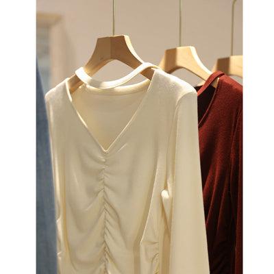 Femme Langarm Raffung Detail Top Heidi-Mode