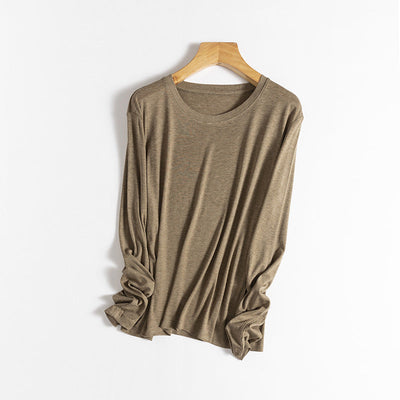 Femme Leichtgewicht Langarm Relaxed Fit T-Shirt Heidi-Mode
