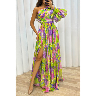 One-Shoulder Maxikleid | Florales Muster | Eleganter Schnitt