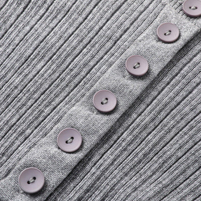 Femme Geripptes Langarm-Henley-Oberteil Heidi-Mode