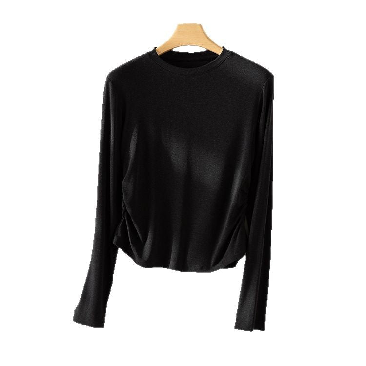 Damen Langarm Gathered Side Top Heidi-Mode