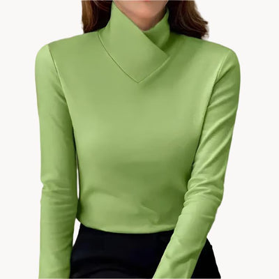 Langarmshirt mit asymmetrischem Kragen | Elegantes Design | Figurbetonte Passform