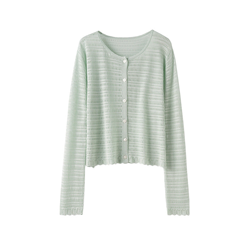 Femme Leichtgewicht Strickjacke mit gewellten Kanten Heidi-Mode