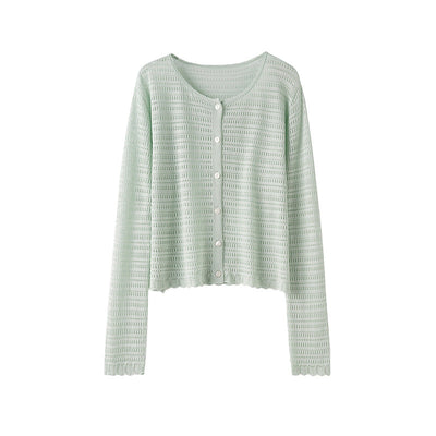 Femme Leichtgewicht Strickjacke mit gewellten Kanten Heidi-Mode