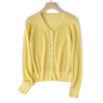 Femme Leichtgewicht Strukturierter Strick Cardigan Heidi-Mode