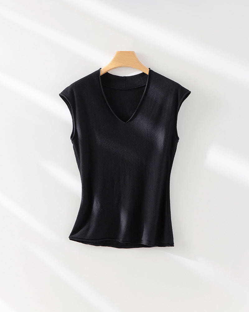 Femme Leichtes V-Ausschnitt Stricktop Heidi-Mode
