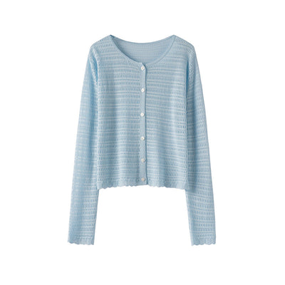 Femme Leichtgewicht Strickjacke mit gewellten Kanten Heidi-Mode