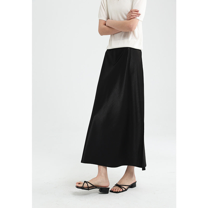 Femme Luxuriöser Satin Maxi Rock Heidi-Mode