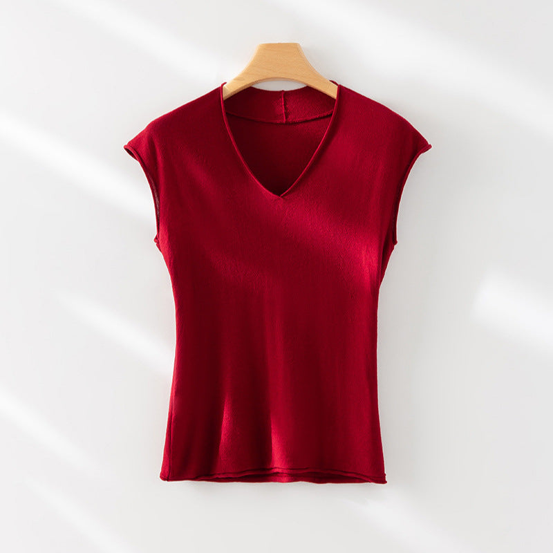 Femme Leichtes V-Ausschnitt Stricktop Heidi-Mode