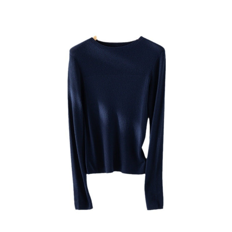 Femme Leichtgewicht Gerippt Langarm-Pullover Heidi-Mode