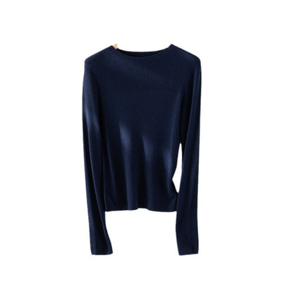 Femme Leichtgewicht Gerippt Langarm-Pullover Heidi-Mode