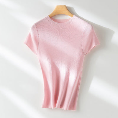 Femme Gerippte Strick T-Shirt Heidi-Mode