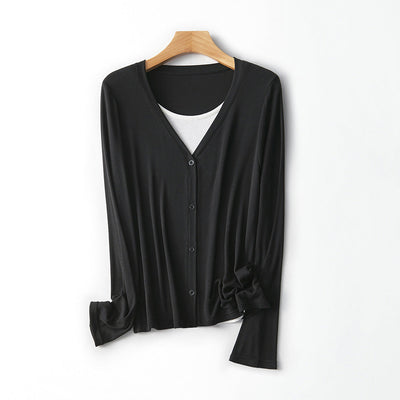 Femme Leichtgewicht Langarm Button-Up Cardigan Heidi-Mode