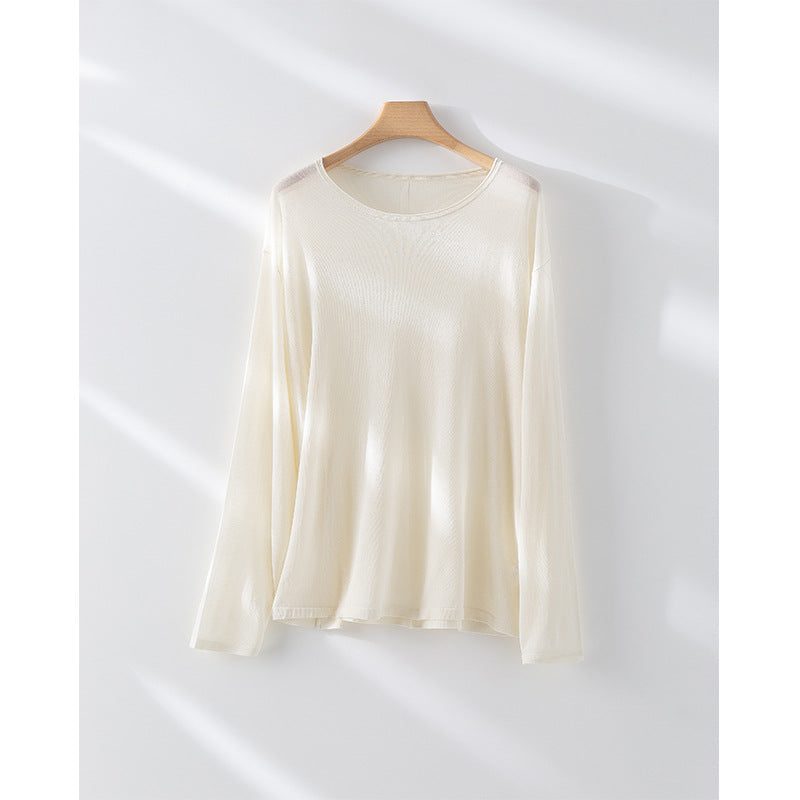 Damen Leichtgewicht Satin Langarmtop Heidi-Mode