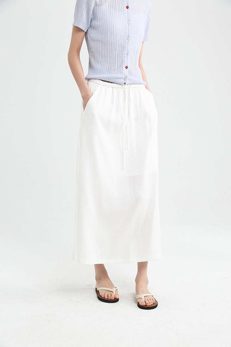 Femme Leichtgewicht Kordelzug Maxi Rock Heidi-Mode