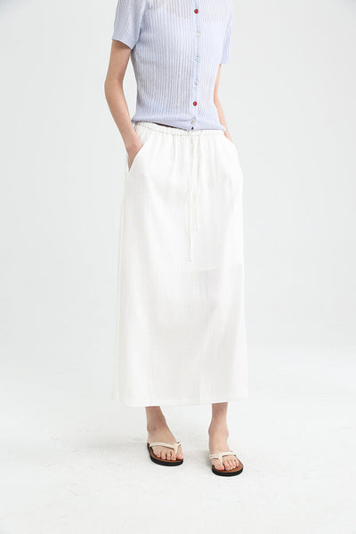 Femme Leichtgewicht Kordelzug Maxi Rock Heidi-Mode