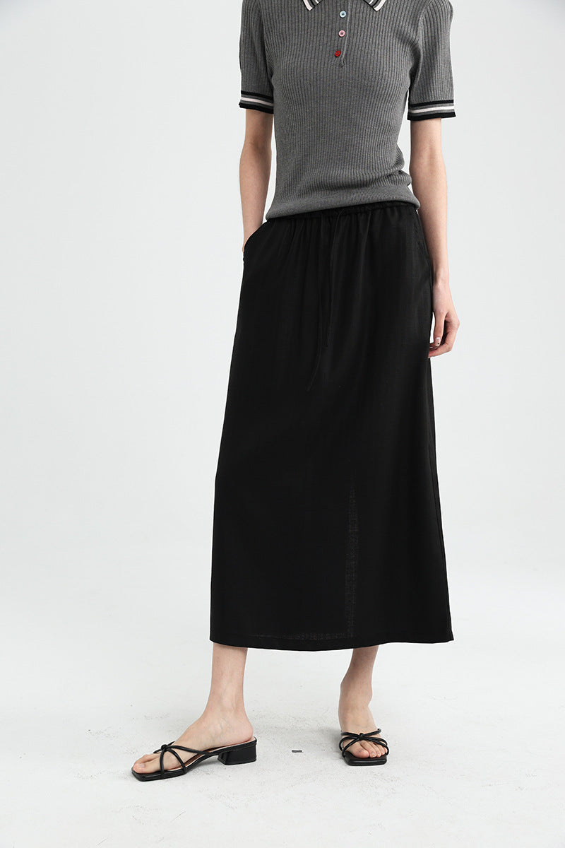 Femme Leichtgewicht Kordelzug Maxi Rock Heidi-Mode