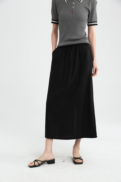 Femme Leichtgewicht Kordelzug Maxi Rock Heidi-Mode