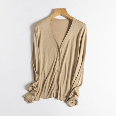 Femme Leichtgewicht V-Ausschnitt Cardigan Heidi-Mode 1747972212