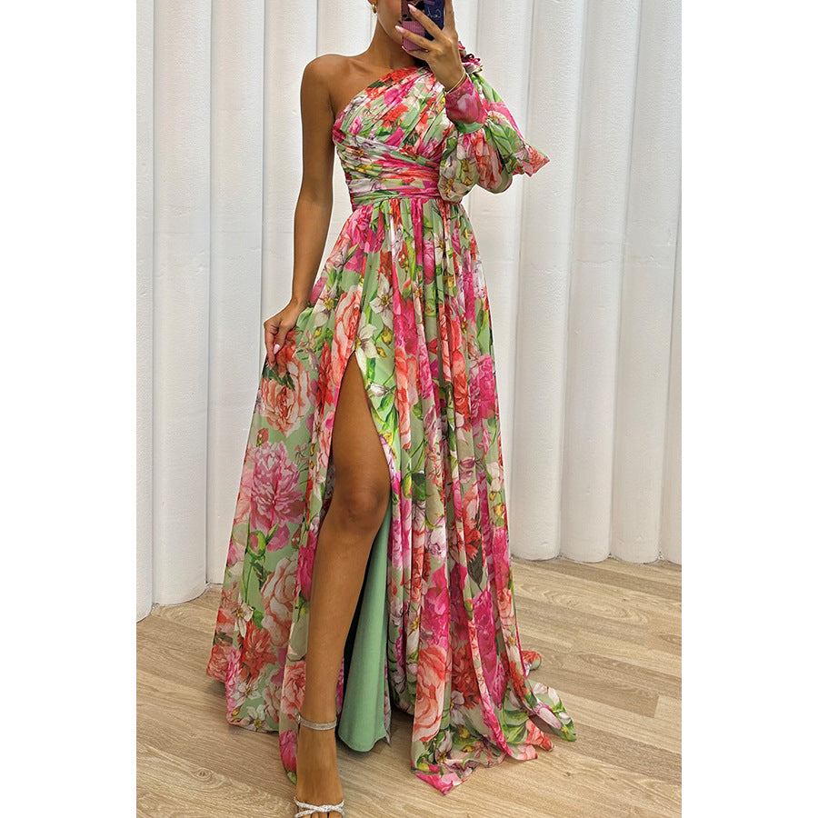 One-Shoulder Maxikleid | Florales Muster | Eleganter Schnitt